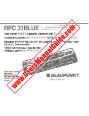 Voir RPC 31BLUE pdf Manuel de l'utilisateur - Récepteur FM / AM / cassette haute puissance avec face amovible