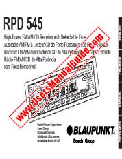 Voir RPD545 pdf Manuel de l'utilisateur - Récepteur FM / AM / CD haute puissance avec face amovible