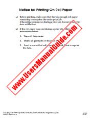 Voir Stylus Photo 1270 pdf Avis pour l'impression sur du papier rouleau