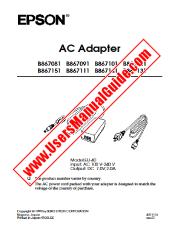 Ver B867 pdf Folleto del adaptador de CA