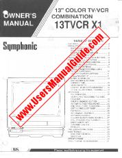 View 13TVCRX1 pdf 13 inch  Television / VCR Combo Unit Owner's Manual