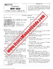 Ansicht SP-20 pdf Benutzer / Besitzer / Bedienungsanleitung