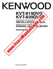 Voir KVT-839DVD pdf Anglais, Espagnol (manuel d'installation) Manuel de l'utilisateur