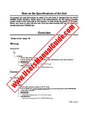 Voir DVF-S500 pdf Anglais (Note sur les spécifications de l'appareil et correction) Manuel de l'utilisateur