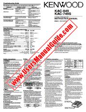 Vezi KAC-749S pdf Engleză Manual de utilizare