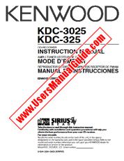 Ver KDC-3025 pdf Inglés, Francés, Español Manual De Usuario