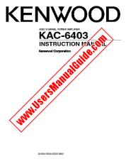 Voir KAC-6403 pdf Manuel d'utilisation anglais
