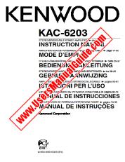 Vezi KAC-6203 pdf Engleză, franceză, germană, olandeză, italiană, spaniolă, Portugalia Manual de utilizare