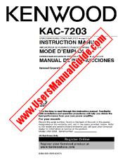 Ver KAC-7203 pdf Inglés, Francés, Español Manual De Usuario