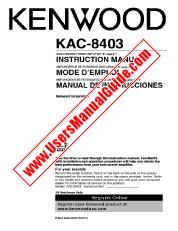 Voir KAC-8403 pdf Anglais, français, espagnol Manuel de l'utilisateur