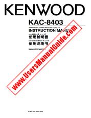 Ver KAC-8403 pdf Inglés, Chino, Taiwán Manual De Usuario