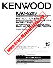 Ver KAC-5203 pdf Inglés, Francés, Español Manual De Usuario