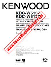 Ver KDC-W5037 pdf Italiano, Español, Portugal Manual De Usuario