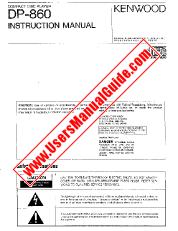 Vezi DP-860 pdf Engleză (SUA) Manual de utilizare