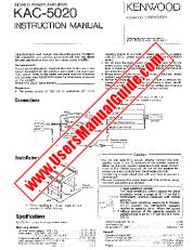 Visualizza KAC-5020 pdf Manuale utente inglese (USA).