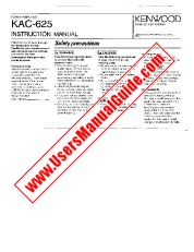 Ver KAC-625 pdf Manual de usuario en inglés (EE. UU.)