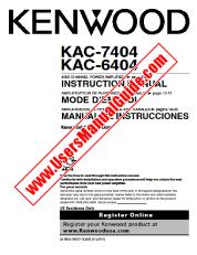 Ver KAC-6404 pdf Manual de usuario en inglés (EE. UU.)
