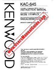 View KAC-645 pdf English (USA) User Manual