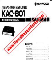 Ver KAC-801 pdf Manual de usuario en inglés (EE. UU.)