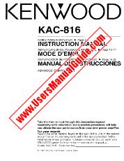 Ver KAC-816 pdf Manual de usuario en inglés (EE. UU.)