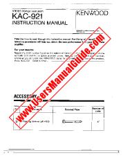 Ver KAC-921 pdf Manual de usuario en inglés (EE. UU.)