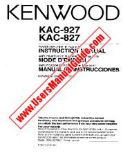 Ver KAC-927 pdf Manual de usuario en inglés (EE. UU.)