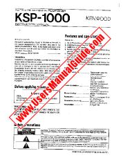 Voir KSP-1000 pdf English (USA) Manuel de l'utilisateur