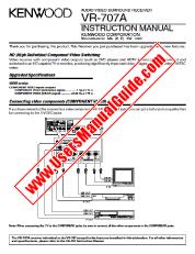 Ver VR-707A pdf Manual de usuario en inglés (EE. UU.)
