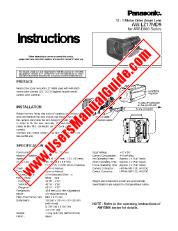 Voir AWLZ17MD9 pdf 17:01 Motor Drive Zoom Lens pour AW-E800 Series - Instructions