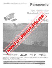 View PVDV952D pdf Digital Palmcorder - MultiCam Camcorder - Operating Instructions