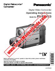 View PVDV103 pdf Digital Palmcorder - Operating Instructions