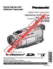 View PVDV402 pdf Digital Palmcorder - MultiCam Camcorder - Operating Instructions