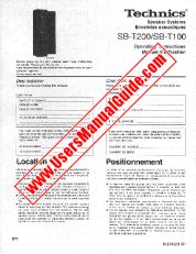 View SB-T200 pdf Technics - Operating instructions, Manuel d'utilisation