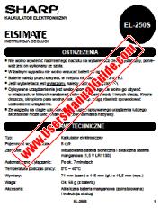 Ansicht EL-250S pdf Bedienungsanleitung für EL-250S, polnisch