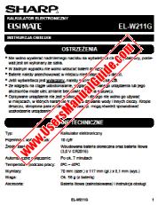 Vezi EL-W211G pdf Manualul de funcționare pentru EL-W211G, poloneză