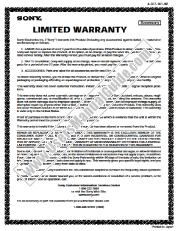 View RM-AV2100 pdf Warranty Card
