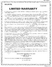 View CCD-TRV212 pdf Limited Warranty (U.S. Only)