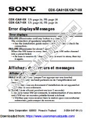 Ver CDX-CA810X pdf Corrección de instrucciones de funcionamiento (pág. 26)