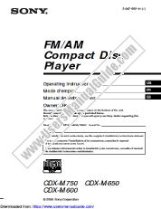 Voir CDX-M750 pdf Mode d'emploi (anglais, espagnol, français)
