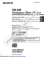 Ver CDX-M8805X pdf Instrucciones de funcionamiento (inglés, español, francés)