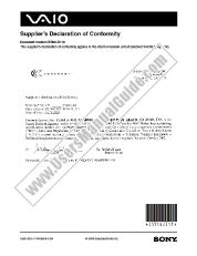 View VGN-FS690 pdf Conexant Modem Declaration of Conformity