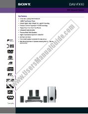 Voir DAV-FX10 pdf Spécifications de marketing