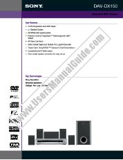 Ansicht DAV-DX150 pdf Marketing-Spezifikationen