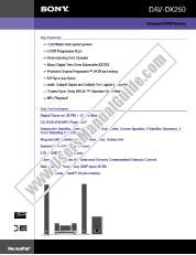 Voir DAV-DX250 pdf Spécifications de marketing