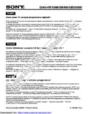 View DAV-FR10W pdf addendum: Does your TV accept progressive signals?