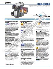 Ver DCR-PC350 pdf Especificaciones de comercialización