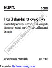 View D-CS901 pdf Insert:  CD player not operating correctly