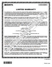 View DSC-F828 pdf Warranty Card