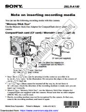 View DSLR-A100K pdf Note on inserting recording media