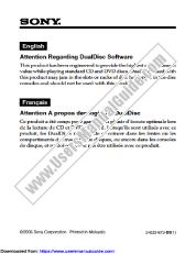 Vezi DVP-CX777ES pdf Notă cu privire la software-ul DualDisc